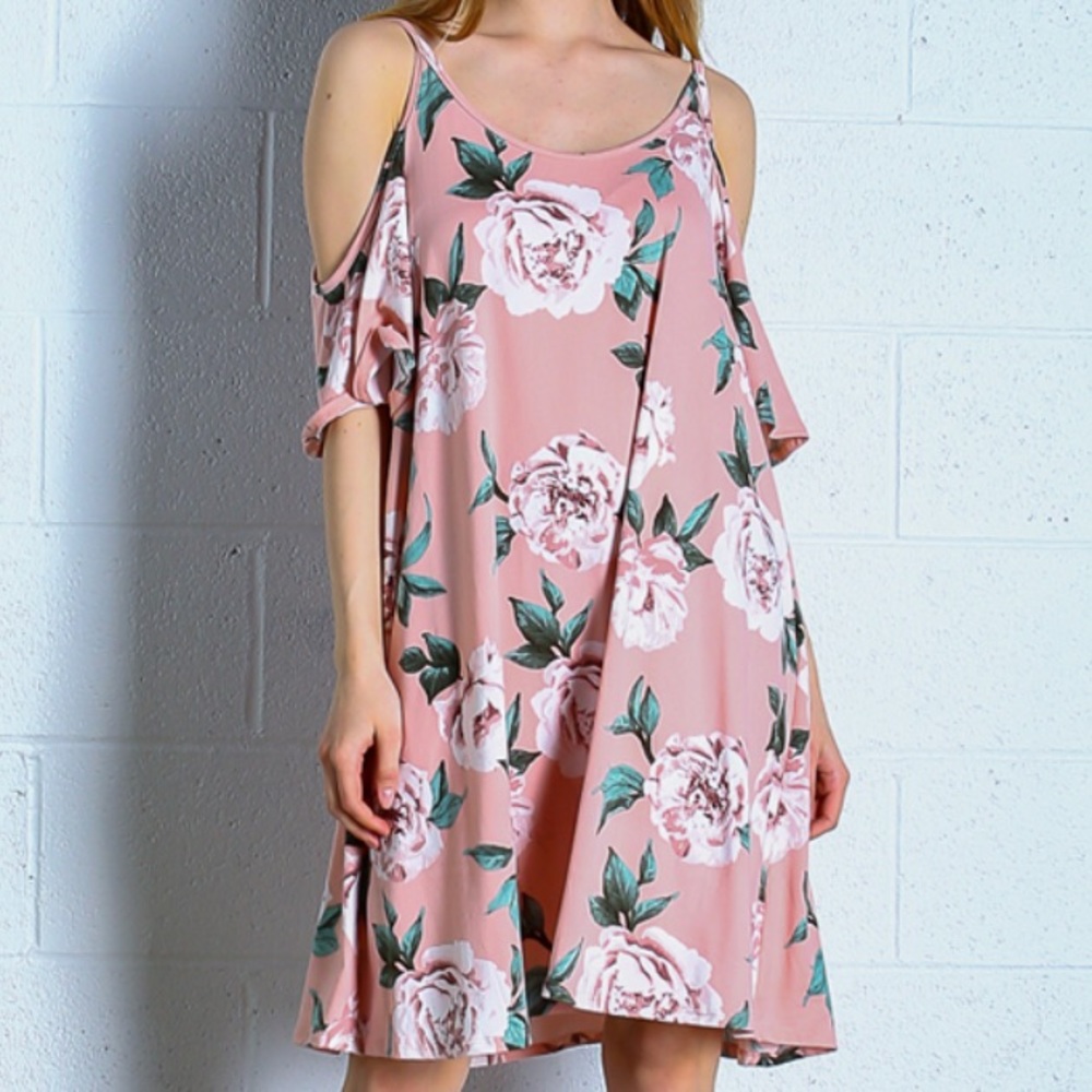 •ELDRIDGE• NWT Floral Cold Shoulder Swing Dress - Picture 6 of 8